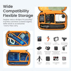 aMagisn Nubuck Leather Action Camera Carrying Case Small Travel Storage Bag with Adjustable Dividers