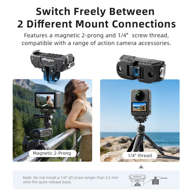 aMagisn 360-Degree Rotatable Magnetic Quick Release Mount For DJI Osmo 360/Action 5 Pro/4/3, For DJI Osmo 360/Action 5 Pro/4/3