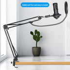 Dual BM800 Condenser Microphone with V8S Live Sound Card Kit Podcast Equipment Bundle Adjustable Scissor Arm Stand