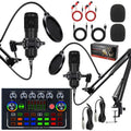 Dual BM800 Condenser Microphone With F009 Live Sound Card Kit Podcast Equipment Bundle Adjustable Scissor Arm Stand