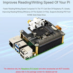 For Raspberry Pi 5 PCIe To M.2 HAT With I2S Audio Extension Supports NVMe Protocol Solid State Drive, Waveshare 34170