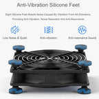 Waveshare 34398 USB 5V 120mm Quiet Cooling Fan, 3-Speed Adjustable, PWM Control, High Airflow, Anti-Vibration Design, Single, Double