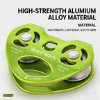 XINDA Double Trolley Pulley 5kN/5500lbs Heavy Duty Heart-Shaped Zip Line Pulley Tandem Pulley For Climbing, Rescue