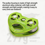 XINDA Double Trolley Pulley 5kN/5500lbs Heavy Duty Heart-Shaped Zip Line Pulley Tandem Pulley For Climbing, Rescue