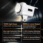 DENGWEI LA100Bi 100W LED Video Light COB Continuous Output Lighting For Live Streaming, 2700K-6500K Bi-Color Studio Light, EU Plug, US Plug, UK Plug
