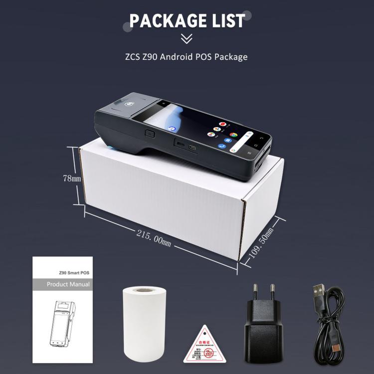 Z90F Supermarket Mobile Bill Payment POS Machine, Handheld Cash Register With Credit Card NFC Function, EU Plug