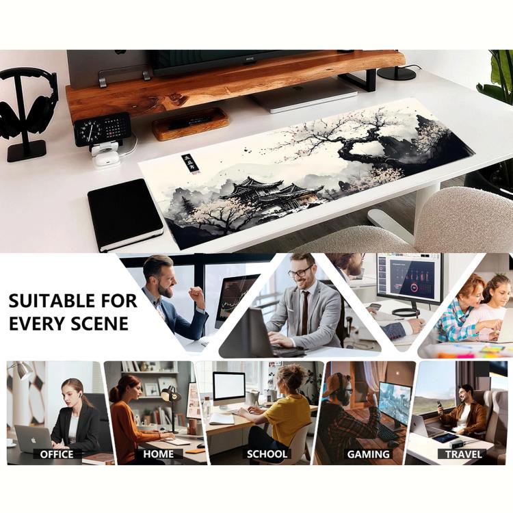 Stain-Resistant Ancient Landscape Mouse Pad, E-Sports Gaming Keyboard Desk Mat, 30 x 60 x 0.2cm, 30 x 60 x 0.3cm, 30 x 70 x 0.2cm, 30 x 70 x 0.3cm