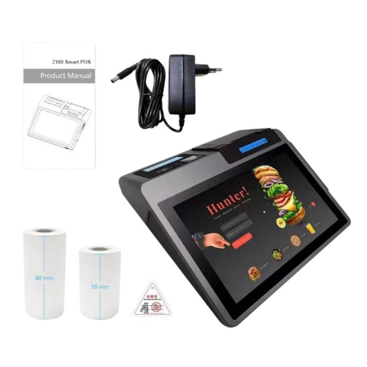 Z100 Dual-Screen Smart Cash Register With Printing All-In-One Machine, Android POS Terminal For Hotel, Restaurant, Supermarket EU Plug, 2.6 inch 58mm, 2.6 inch 80mm