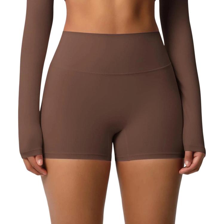 Double-Sided Brushed High-Waisted Tight-Fitting Fitness Yoga Shorts, XL