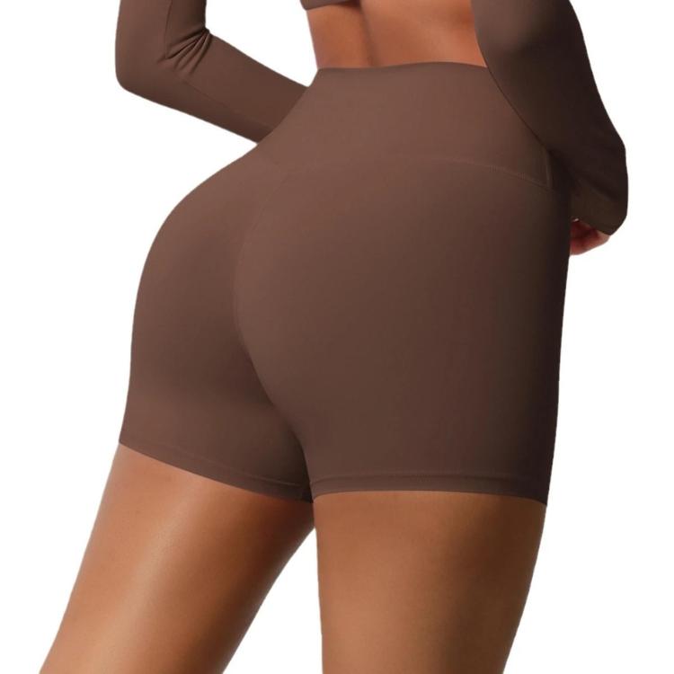 Double-Sided Brushed High-Waisted Tight-Fitting Fitness Yoga Shorts, XL