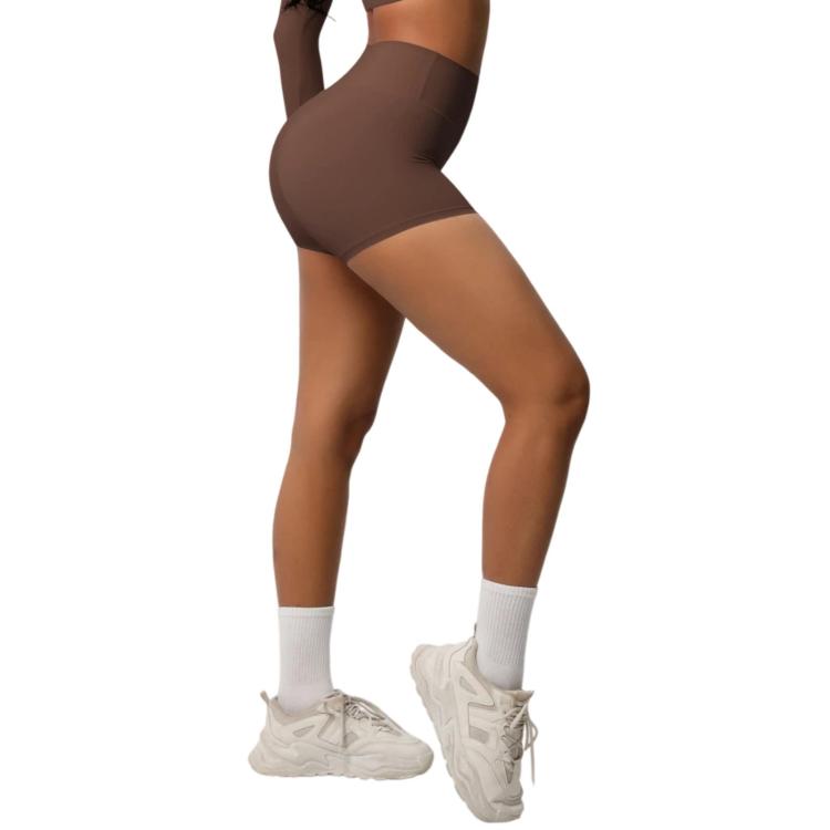 Double-Sided Brushed High-Waisted Tight-Fitting Fitness Yoga Shorts, XL