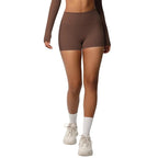 Double-Sided Brushed High-Waisted Tight-Fitting Fitness Yoga Shorts, XL