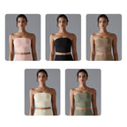 Breathable Form-Fitting Yoga Top With Pleated Strapless Design For Fitness Wear, S, M, L, XL