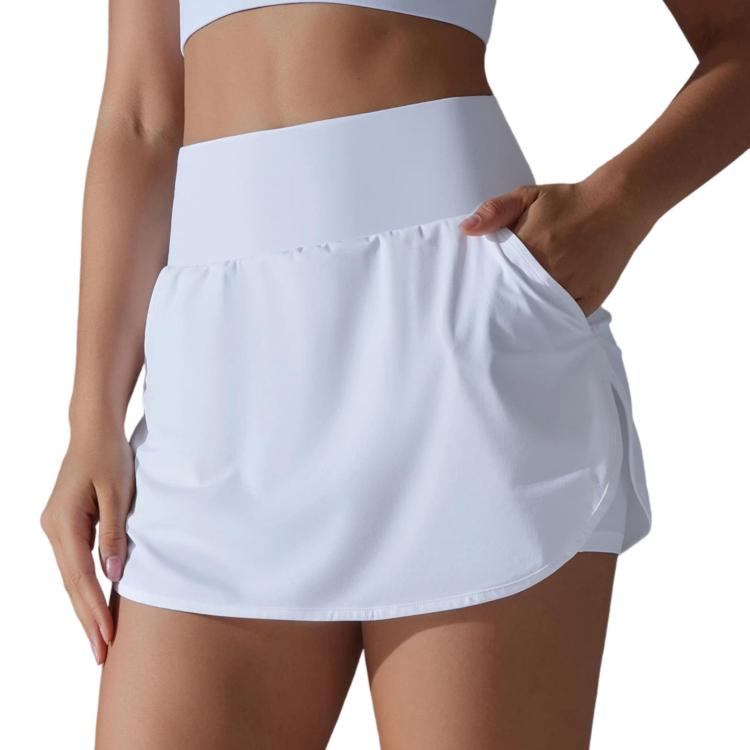 High-Waisted Form-Fitting Two-Piece Style Tennis Skirt With Back Pockets, S, M, L, XL