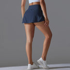 High-Waisted Form-Fitting Two-Piece Style Tennis Skirt With Back Pockets, S, M, L, XL