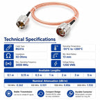 UHF Male To N-Type Male RG316 Extension Cable RF Coaxial Cable, 0.1m, 0.15m, 0.3m, 1m, 2m, 3m, 5m