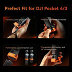 For DJI Osmo Pocket 4 & Pocket 3 aMagisn Metal Camera Cage Multifunctional Expansion Frame with Cold Shoe Mount, Dual-Prong & 1/4-inch Thread, Magnetic Quick Release Adapter Compatible