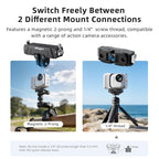 For Insta360 GO Ultra AMagisn 360-Degree Rotatable Metal Magnetic Quick-Release Mount With 1/4-Inch Thread And 2-Prong Base, For Insta360 GO Ultra