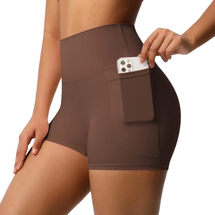 High-waisted Tight-fitting Yoga Shorts Three-quarter Length With Pockets, S, M, L, XL