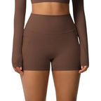 High-waisted Tight-fitting Yoga Shorts Three-quarter Length With Pockets, S, M, L, XL