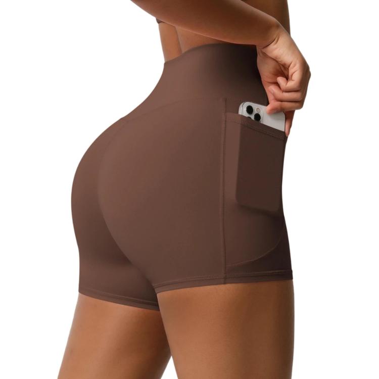 High-waisted Tight-fitting Yoga Shorts Three-quarter Length With Pockets, S, M, L, XL