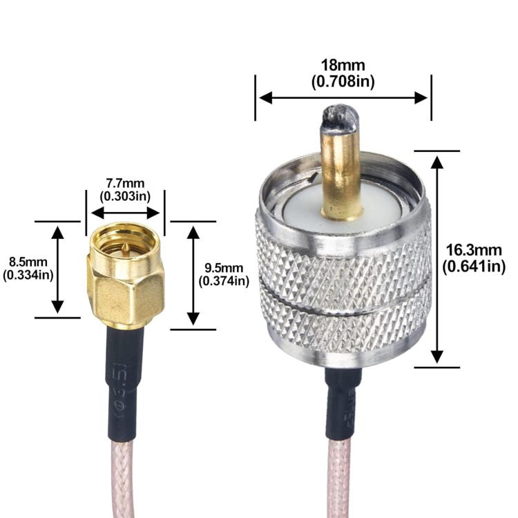 SMA Male To PL259 UHF Male RG316 RF Connection Cable, 0.1m, 0.15m, 0.3m, 1m, 2m, 3m, 5m