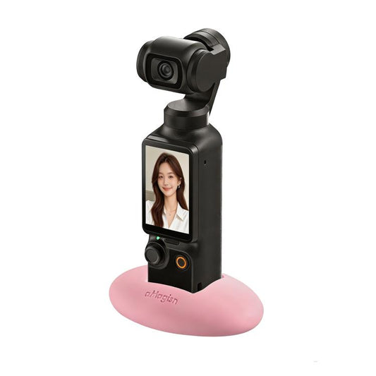 For DJI Osmo Pocket 4 / 3 aMagisn Silicone Desktop Stand Base Non-Slip Dashboard Car Mount with Adhesive, BD04 Black, BD04 Pink, BD04 Purple