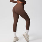 Double-Sided Brushed High-Waisted Stretchy Breathable Fitness Yoga Pants With Pockets, S, M, L, XL