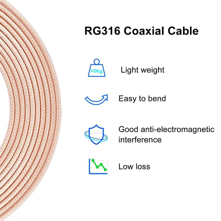 SMA Male To BNC Female RF Coaxial Cable RG316 Patch Cable, 0.1m, 0.15m, 0.3m, 1m, 2m, 3m, 5m