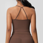 Fitted Flattering Backless Long Yoga Vest Sports Bra, XL