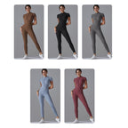 Zippered High-stretch Short-sleeved Bodysuit For Fitness Yoga, S, M, L, XL
