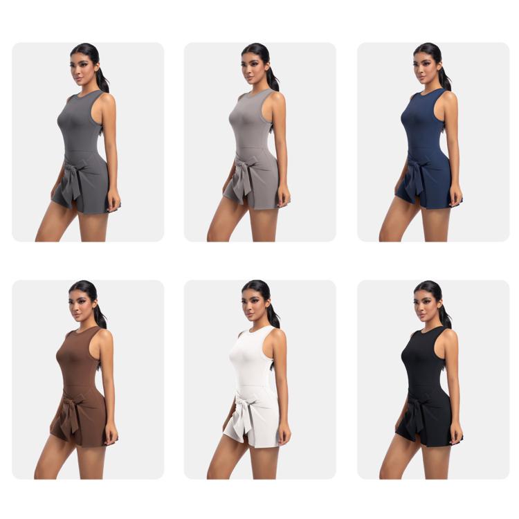 Anti-Exposure Tennis Skirt Bodysuit Breathable Fitness Yoga Wear, S, M, L, XL