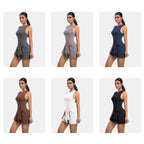 Anti-Exposure Tennis Skirt Bodysuit Breathable Fitness Yoga Wear, S, M, L, XL