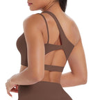 One-Shoulder Backless Sports Bra For Running Fitness And Yoga, S, M, L, XL