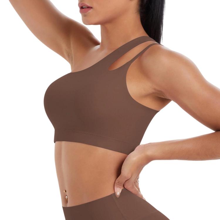 One-Shoulder Backless Sports Bra For Running Fitness And Yoga, S, M, L, XL
