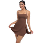 Outdoor Golf Anti-exposure Leggings/Sports Dress With Bra Pads, S, M, L, XL