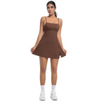 Outdoor Golf Anti-exposure Leggings/Sports Dress With Bra Pads, S, M, L, XL