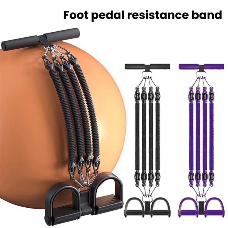 Multifunctional Sit-Up Assist Foot Pedal Resistance Band, Shoulder Opening & Back Shaping Shoulder Trainer, Black 2 Tubes, Black 3 Tubes, Black 4 Tubes, Purple 2 Tubes, Purple 3 Tubes, Purple 4 Tubes