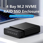 Blueendless USB4 NVMe M.2 SSD Enclosure, 40Gbps 4-Bay External Solid State Drive Case, Support Soft RAID 0/1/5, 32TB Capacity, US Plug, EU Plug, UK Plug, AU Plug