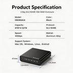 Blueendless USB4 NVMe M.2 SSD Enclosure, 40Gbps 4-Bay External Solid State Drive Case, Support Soft RAID 0/1/5, 32TB Capacity, US Plug, EU Plug, UK Plug, AU Plug