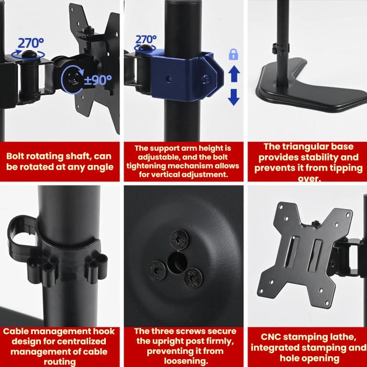 10-32 Inch Computer Monitor Desktop Cantilever Arm With Thickened Metal Bracket, ZX-MT010V