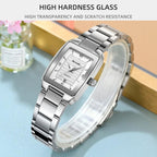 SKMEI 2578 Women Stainless Steel Business Watch Vintage Square 30m Life Water-Resistant Quartz Watch