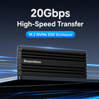 Blueendless M6NA 20Gbps M.2 NVMe SSD Enclosure, USB 3.2 Gen 2x2 Type-C External Hard Drive Case, Aluminum Case For 2230/2242/2260/2280 Up To 8TB, M6NA