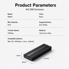 Blueendless M6NA 20Gbps M.2 NVMe SSD Enclosure, USB 3.2 Gen 2x2 Type-C External Hard Drive Case, Aluminum Case For 2230/2242/2260/2280 Up To 8TB, M6NA