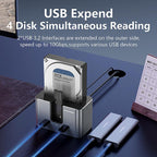 Blueendless HD01SN Dual Bay Docking Station For M.2 NVMe/SATA SSD And 2.5/3.5 SATA HDD, 10Gbps Multi-Drive Reader With 2 USB Hub Ports, Support 28TB, US Plug, EU Plug, UK Plug