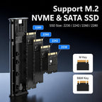 SSD Enclosure 10Gbps Aluminum USB-C 3.2 Solid State Drives, Supports Max 8TB, Blueendless 2821N M.2 NVME, Blueendless 2821SN M.2 NVME / SATA