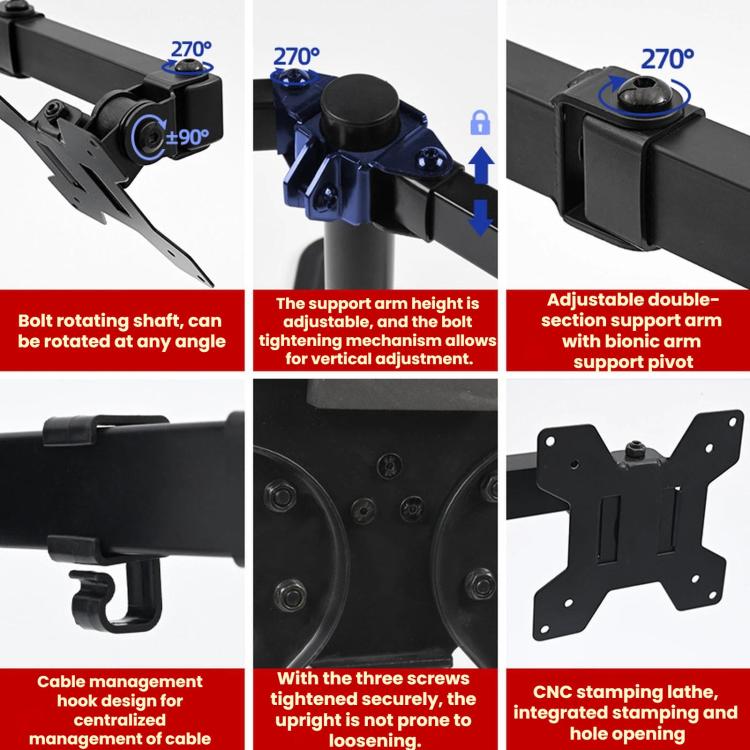 10-32 Inch Cantilever Splicing Rotating And Height-Adjustable Monitor Stand, ZX-01