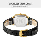 SKMEI 2579 Square Ladies Quartz Watch Leather Strap Watch