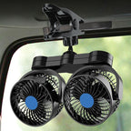 Mitchell Clip-On Stepless Speed Control Portable Dual-Head High-Power Car Fan, 4 inch 12V, 4 inch 24V, 4 inch 5V