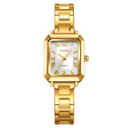 SKMEI 2582 Elegant Ladies Square Watch Stainless Steel Strap 30m Life Waterproof Quartz Watch